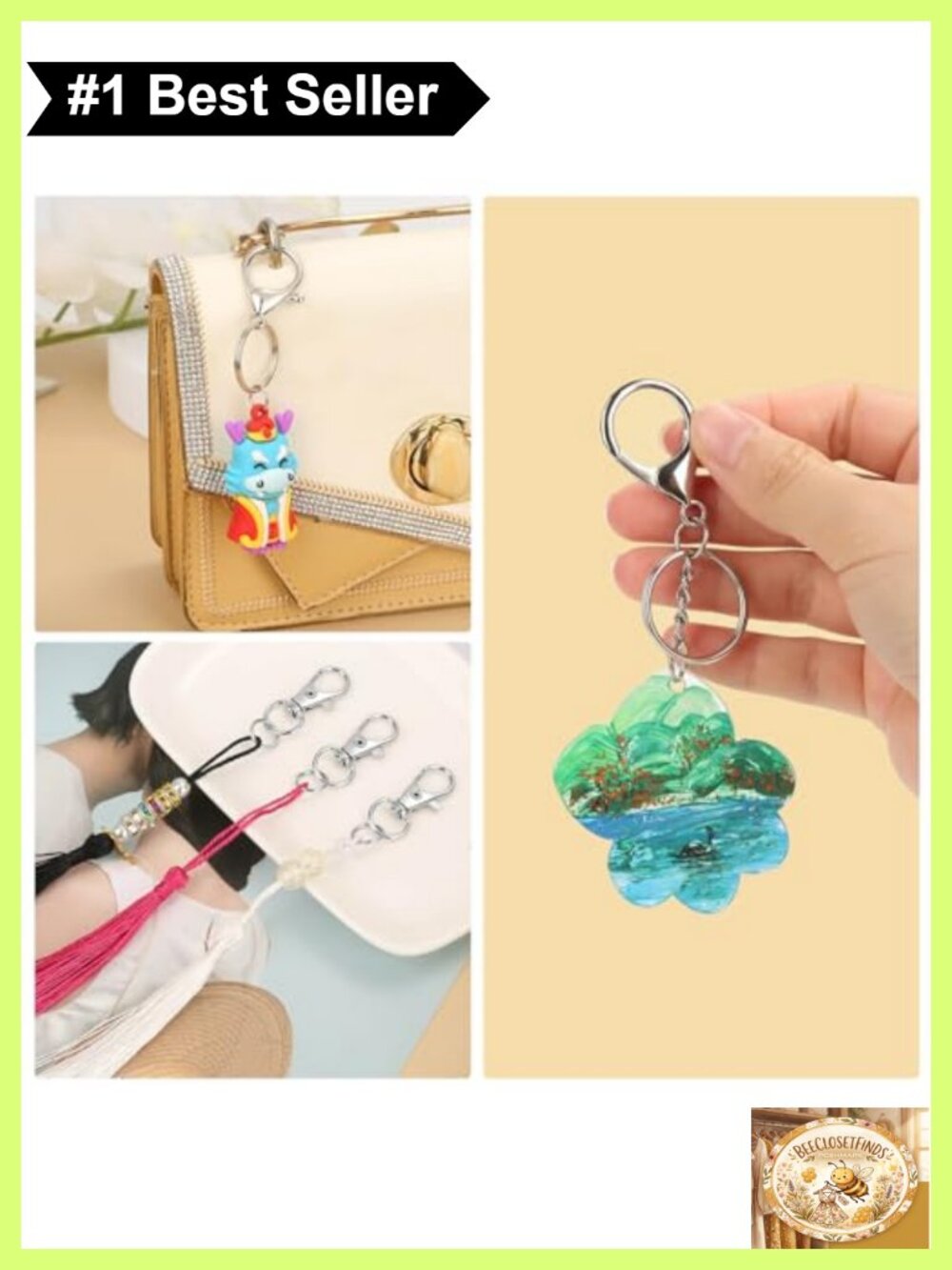 300PC Keychain Making Kit Metal Keychain Hardware Clips Hooks Rings - Picture 6 of 6